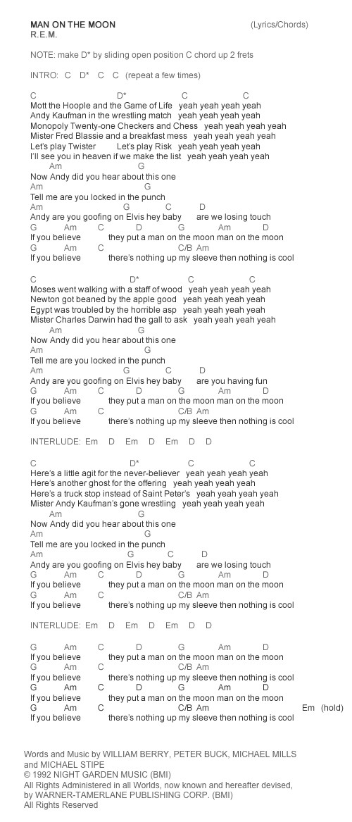 Man on the Moon chords and lyrics