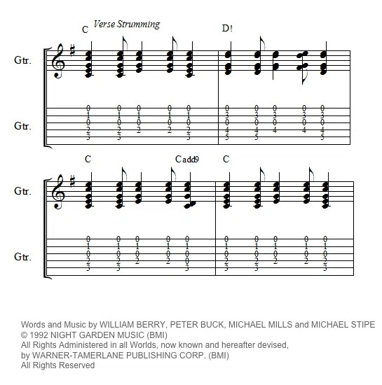 Man on the Moon verse strumming