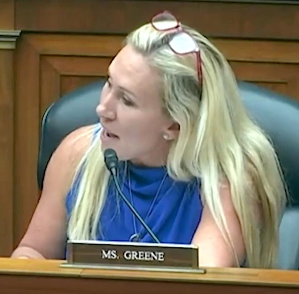 Representative Marjorie Taylor Greene (R-Ga.) and Representative Jasmine Crockett (D-Tex.) engage in heated exchange during House Oversight Committee hearing