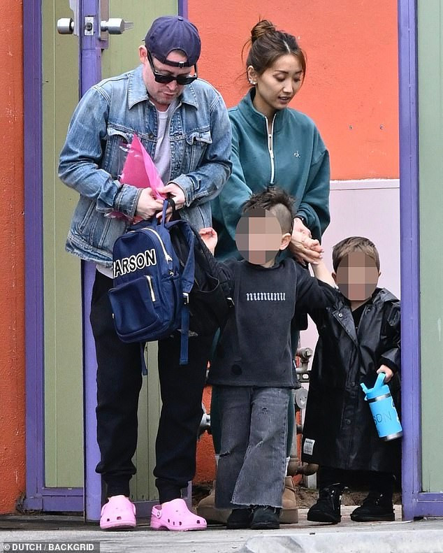 Macaulay Culkin and Brenda Song spotted in Los Angeles with their children, showcasing their hands-on parenting style