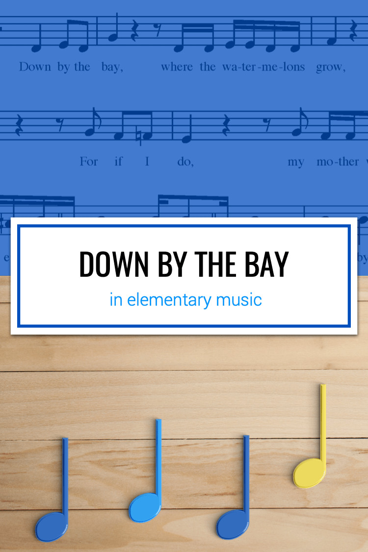 Down by the Bay song activity idea for classroom bulletin board, featuring colorful pinwheel design and text suggestion.