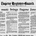 Dolly Parton and Porter Wagoner performing in 1972, Eugene Register-Guard archive, showcasing a historical concert image for an article discussing Dolly Parton song by song analysis.