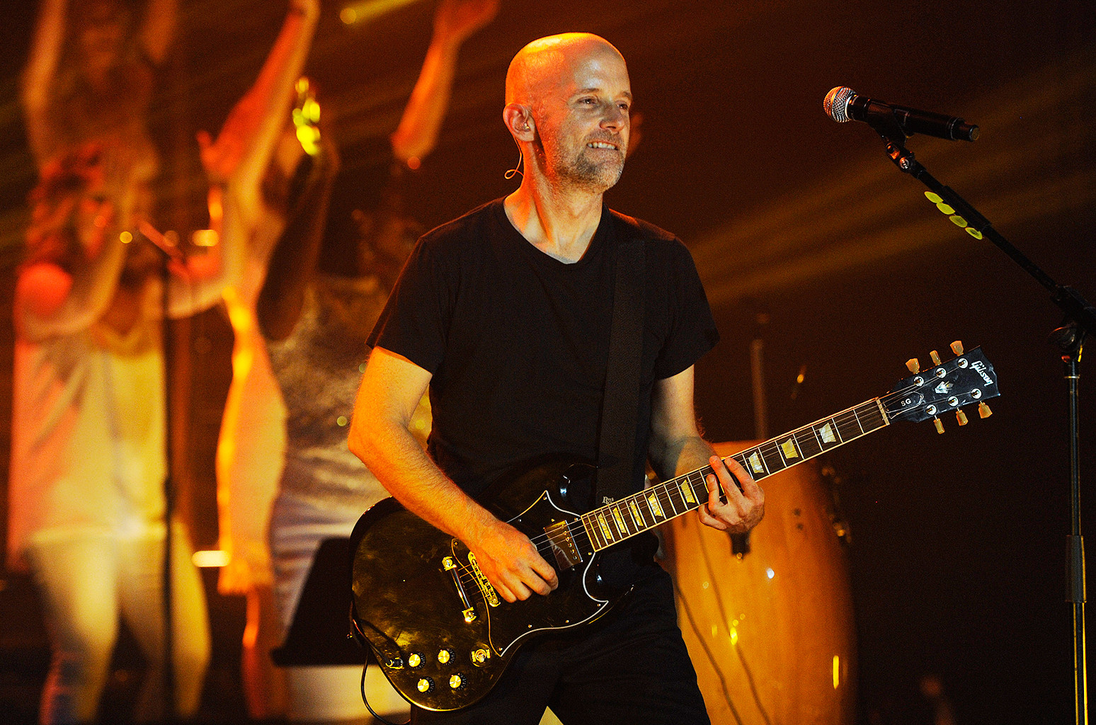 Moby performs with his band at The Fonda Theatre on Oct. 3, 2013 in Los Angeles.