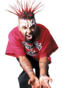 Tech N9ne with spiked hair in 2009, showcasing his iconic look from his older era.